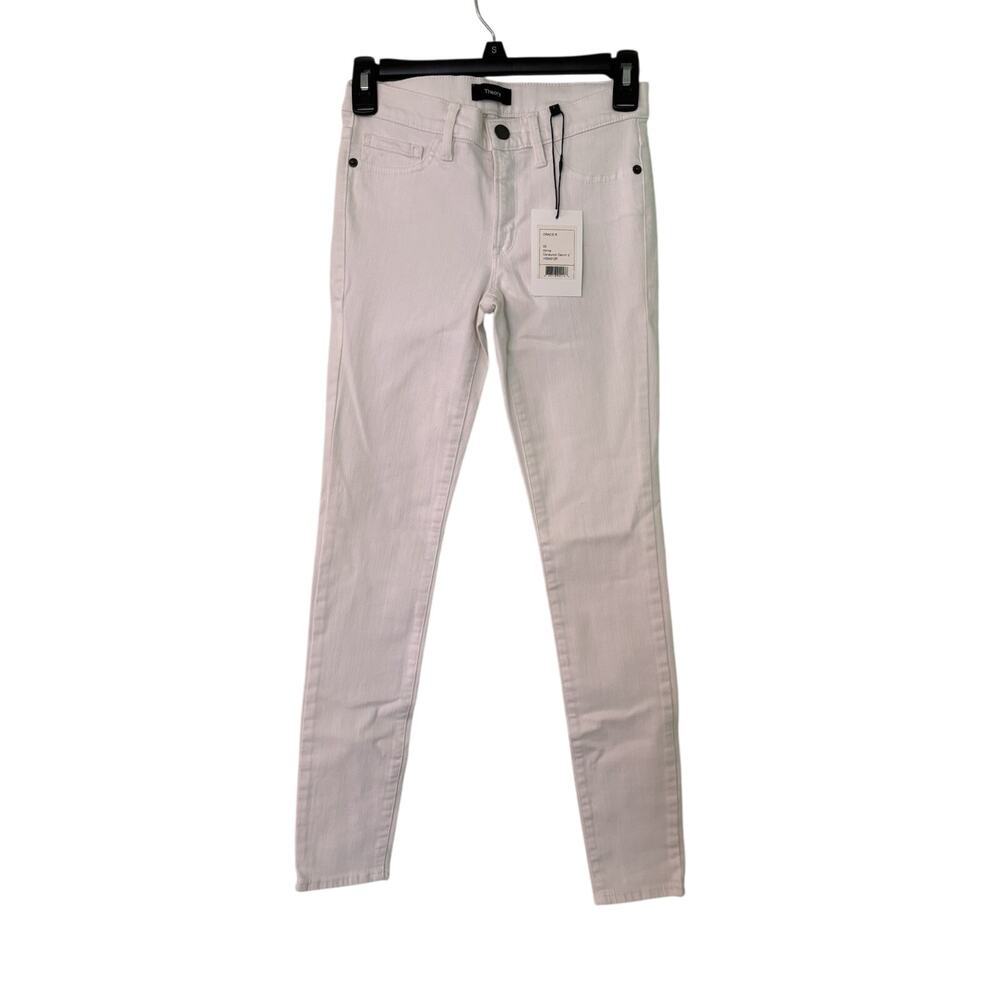 THEORY Size 00 White Conductor Denim Dracie R Brewster Skinny Jeans 25x28
